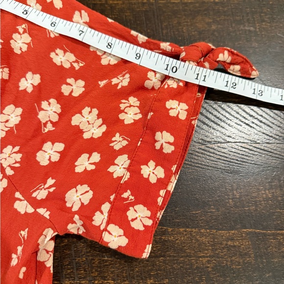 Madewell Happy Hibiscus Button Front Mini Dress Red Floral Size 10 - Picture 10 of 16
